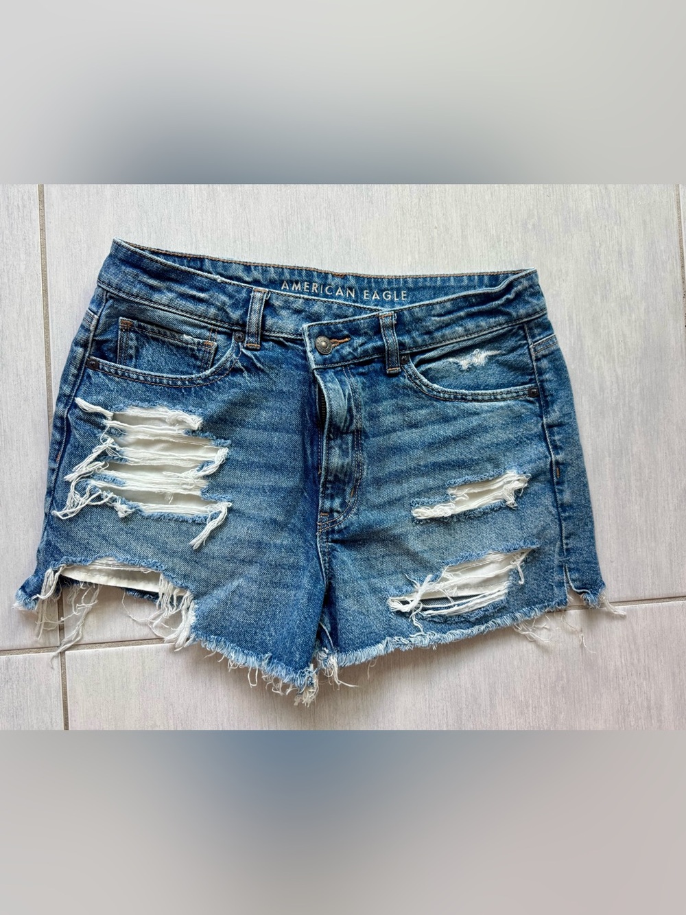 American Eagle Outfitters Distressed Blue Denim Jean Shorts